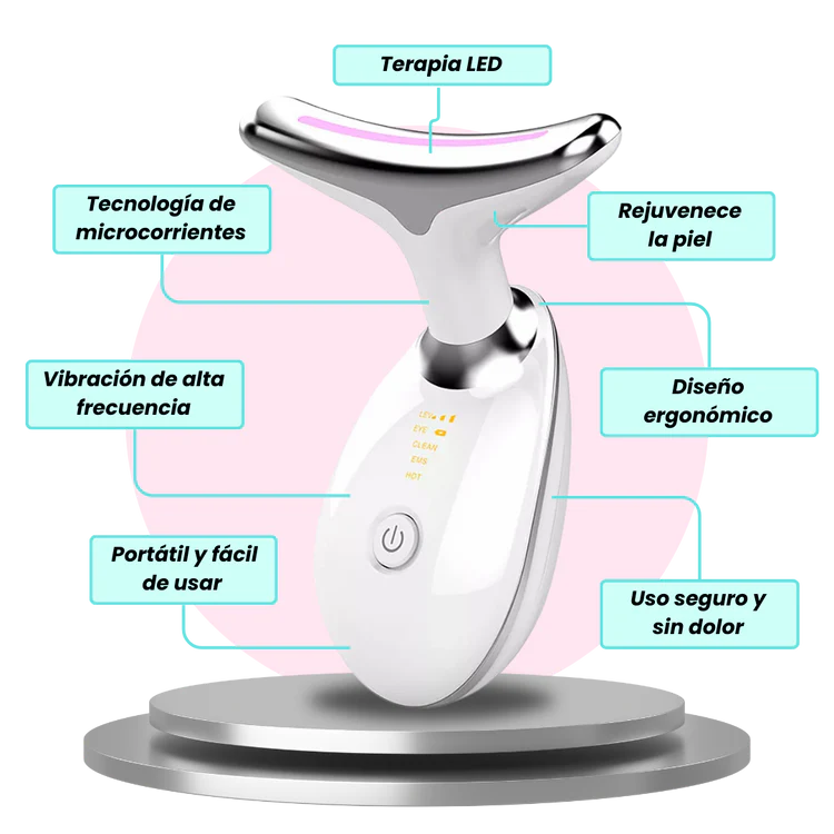 Rejuvenecedor Facial LED con 7 Modos de Vibración