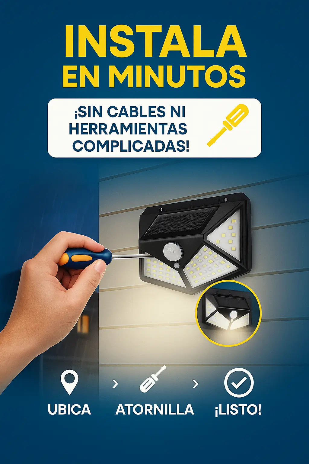 Luces LED de Carga Solar | Sin Cables | Auto Recargables