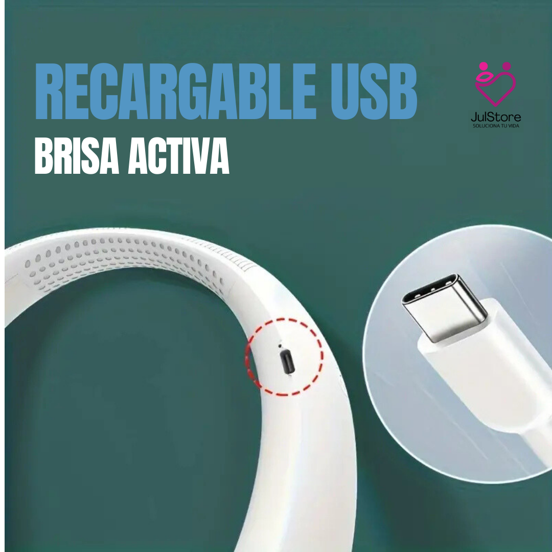 Ventilador de Cuello Portátil | Recargable USB | 3 Velocidades | Liviano