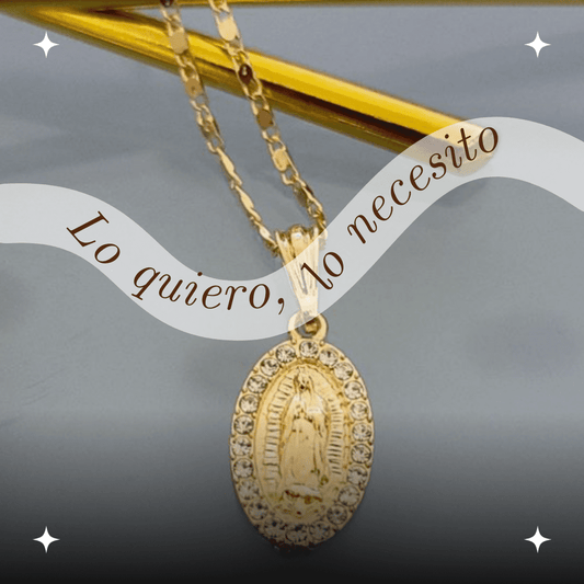 Cadena + Dije Virgen de Guadalupe en Oro Laminado 14k