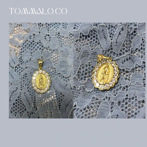 Cadena + Dije Virgen de Guadalupe en Oro Laminado 14k