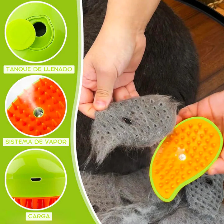 Cepillo Vaporizador 3 en 1 para Gatos y Perros