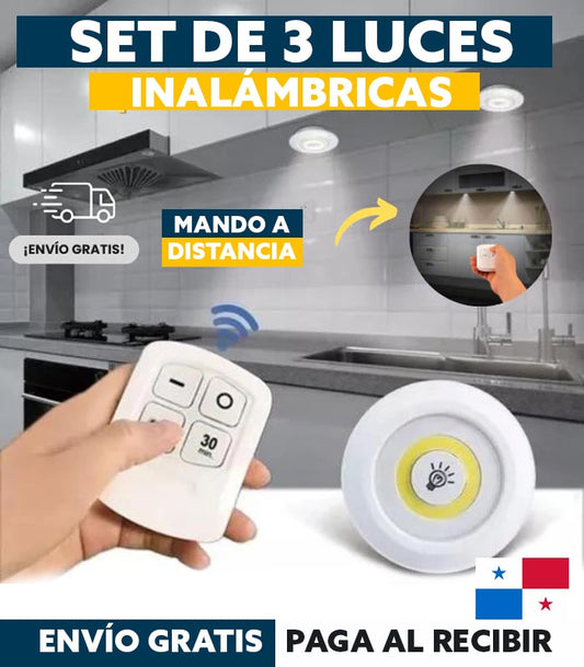 Set de 3 Luces Led + Control Remoto Inalámbrico