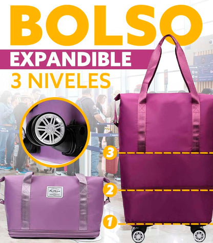 FlexBag - Bolso Viajero Expandible de 3 Niveles con Ruedas